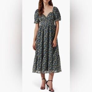 ASTR the Label Blue Floral Puff sleeve maxi NWT Sz XL